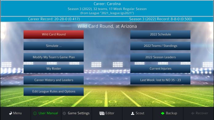 Screenshot of Pro Strategy Football 2021