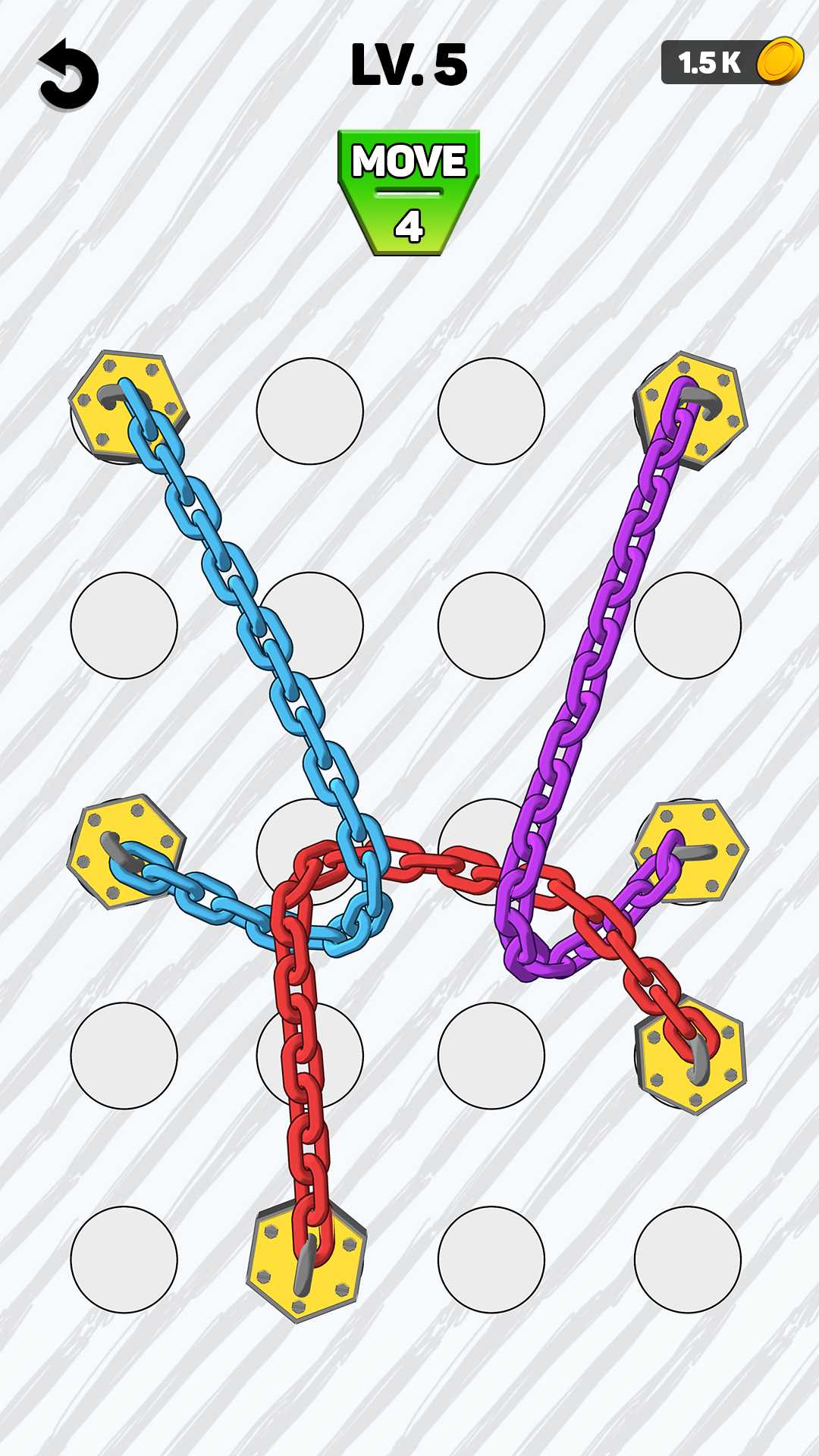 Cuplikan Layar Game Twisted Chain Tangle Knots 3d