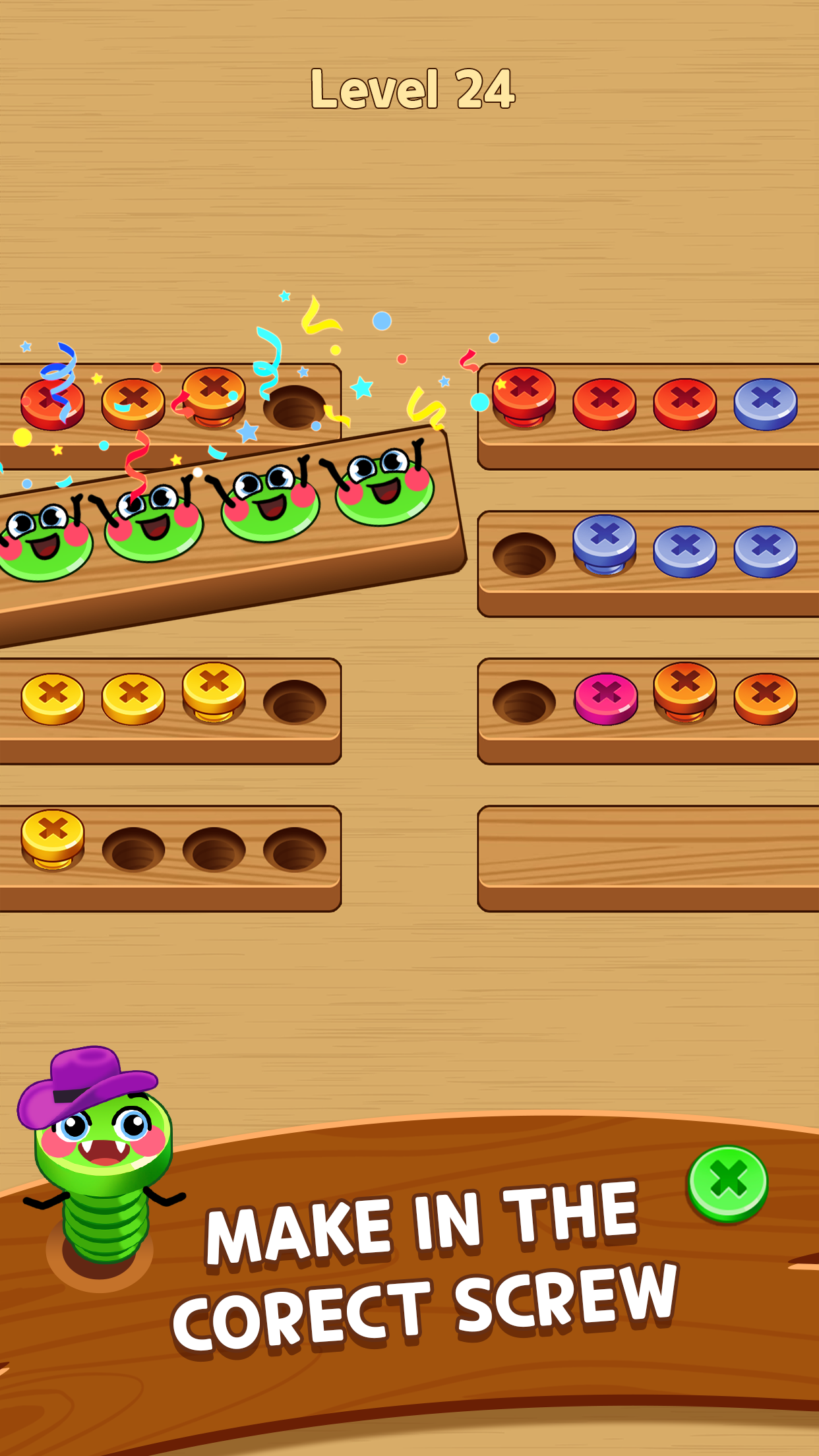Wood Screw Color Sort Puzzle Game Screenshot