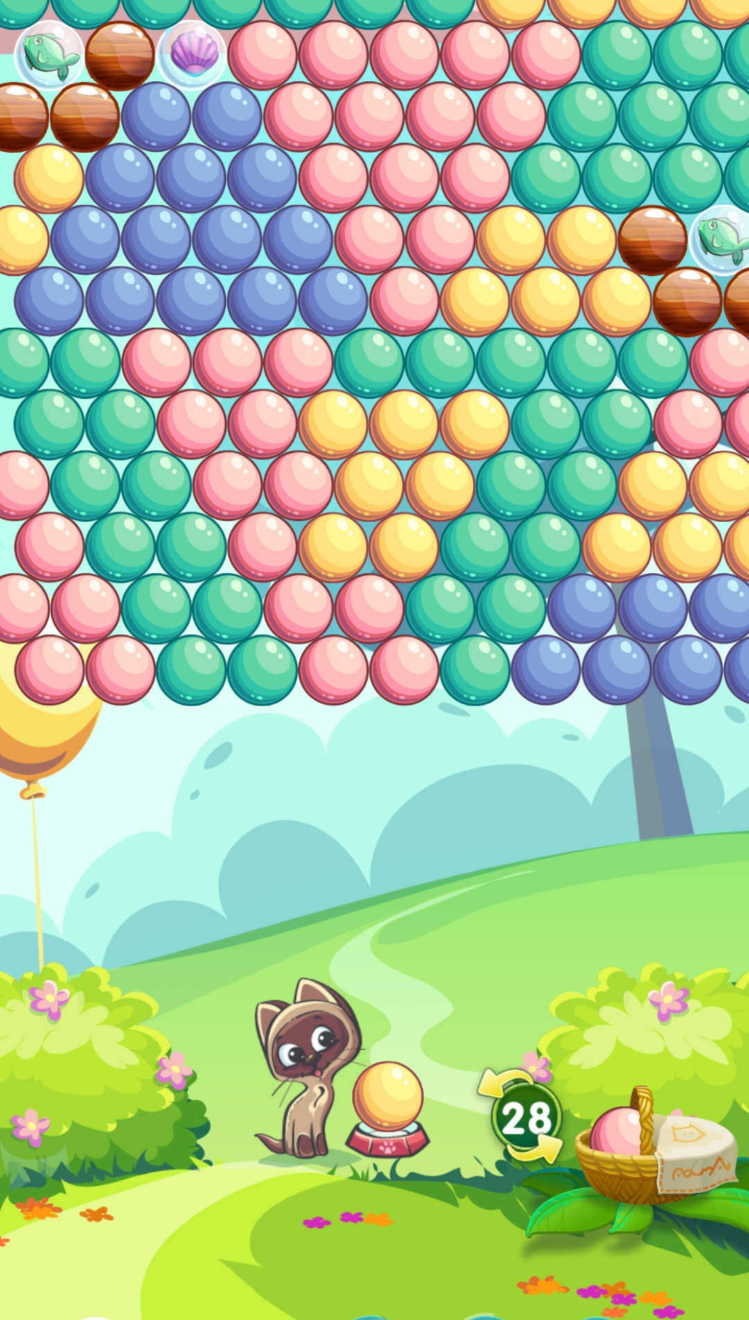 Cuplikan Layar Game Bubble Shooter - Cat's Picnic