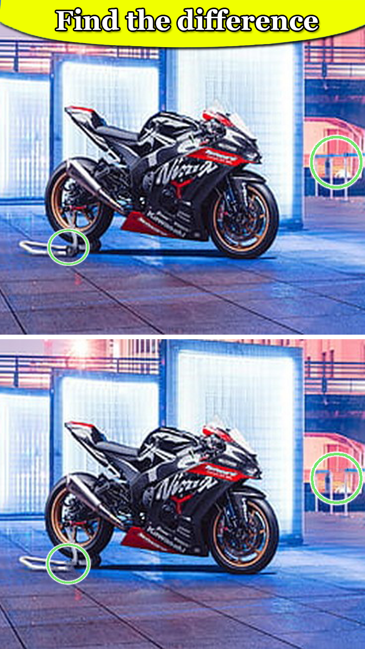 Spot Difference Kawasaki Ninja ゲームのスクリーンショット
