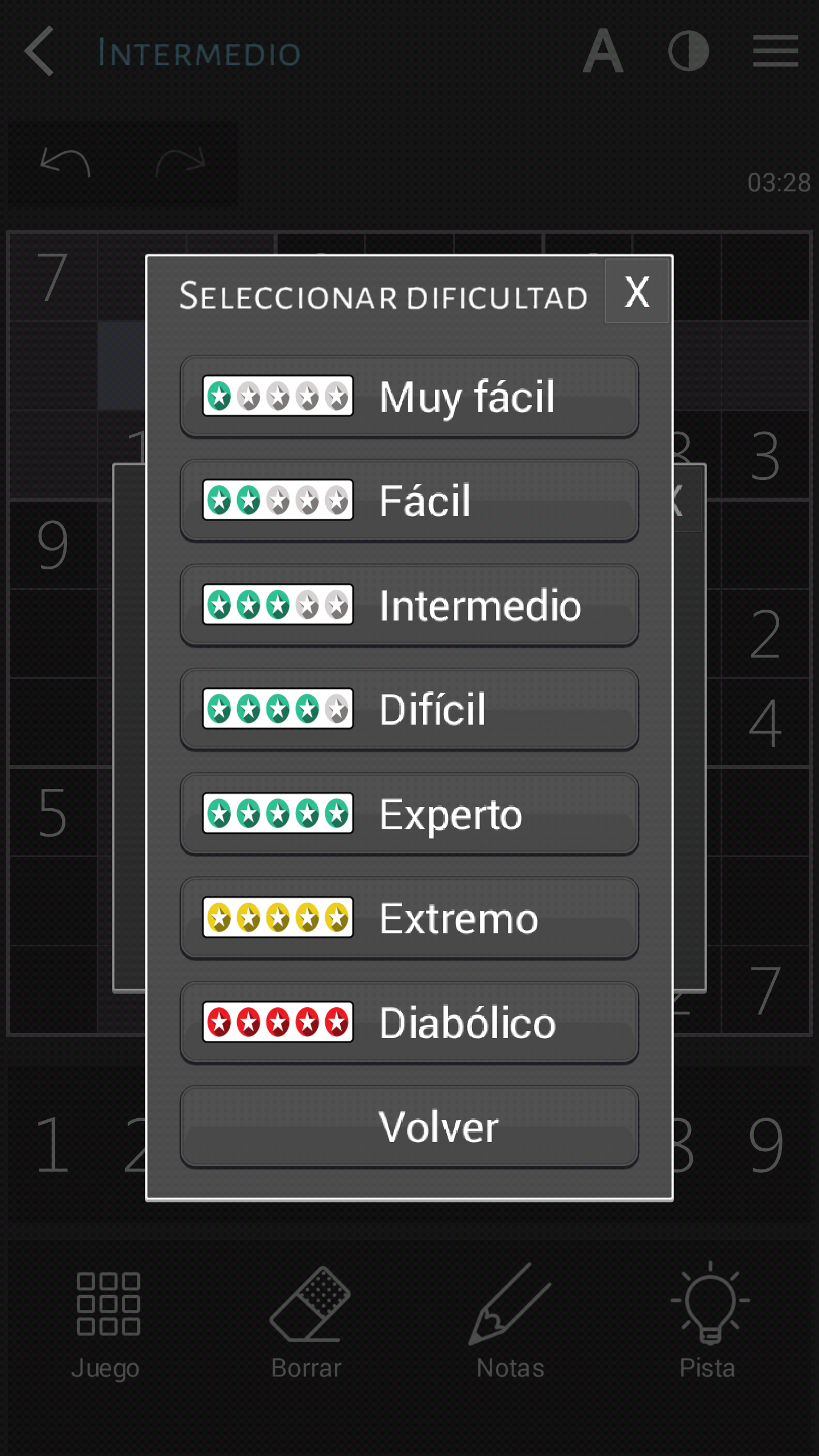Captura de Pantalla del Juego Sudoku en español