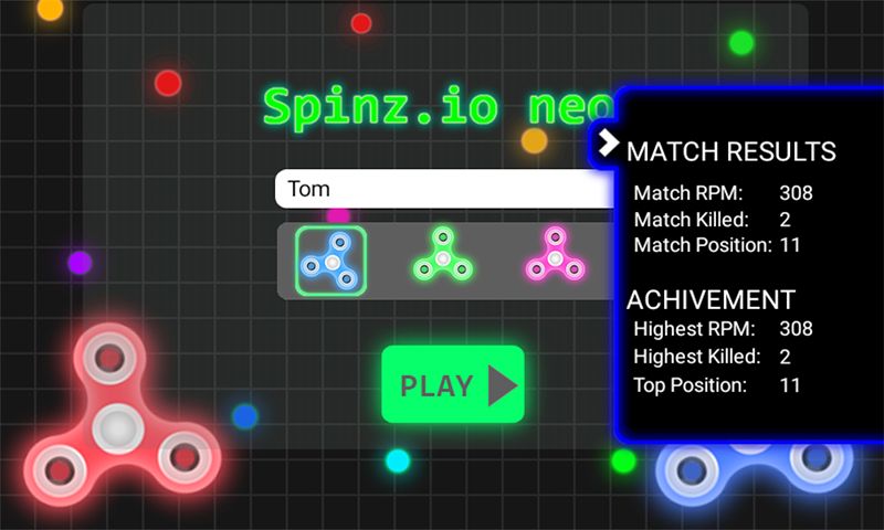 Screenshot of Spinz.io Neon