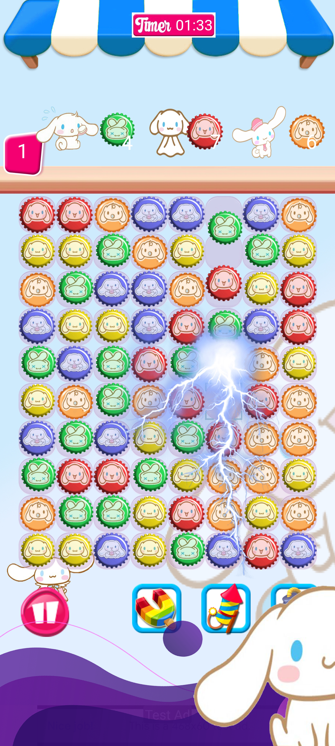 Cinnamoroll Tile Match Game Screenshot