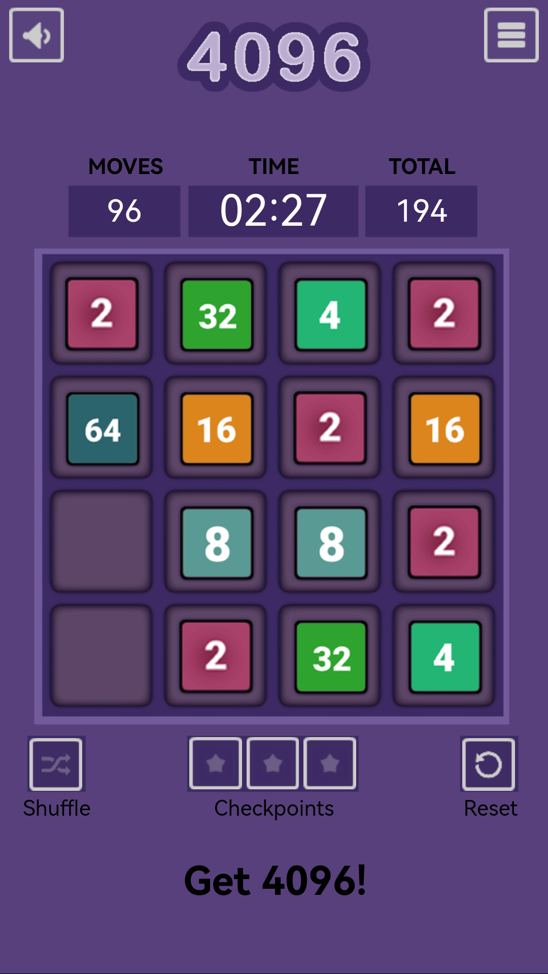 4096 Puzzle Game Moving Number Game Screenshot