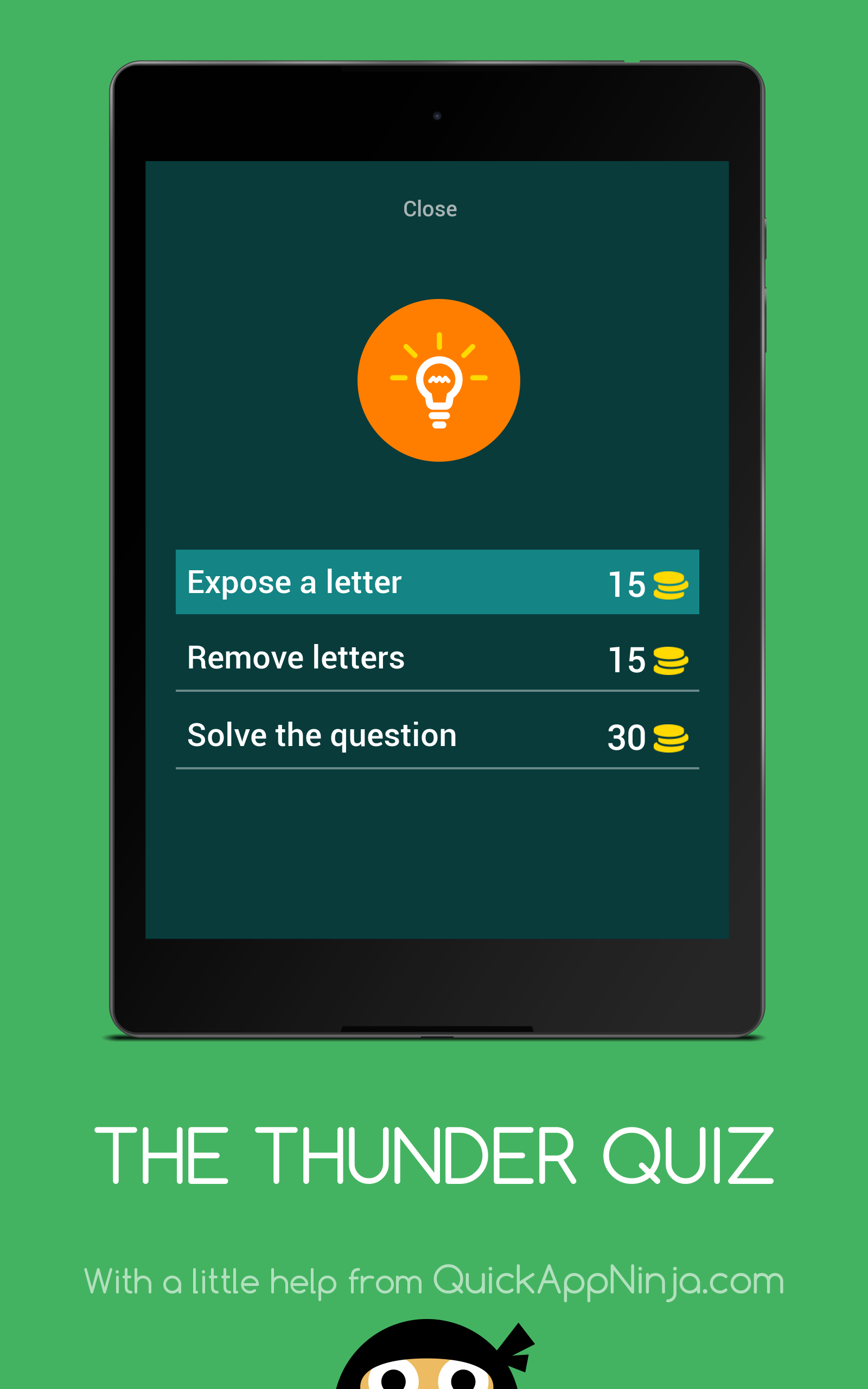 THE THUNDER QUIZ Game Screenshot