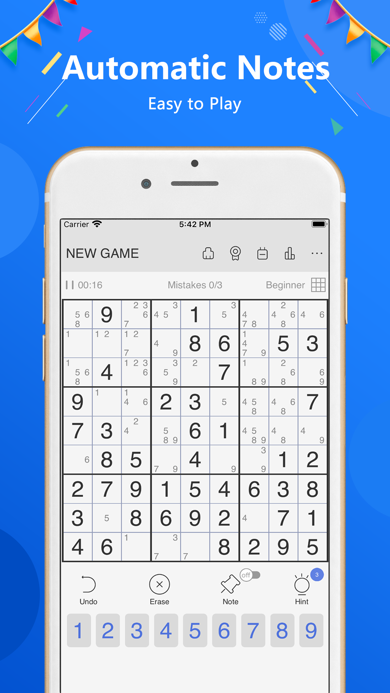 Sudoku - classic sudoku puzzle Game Screenshot