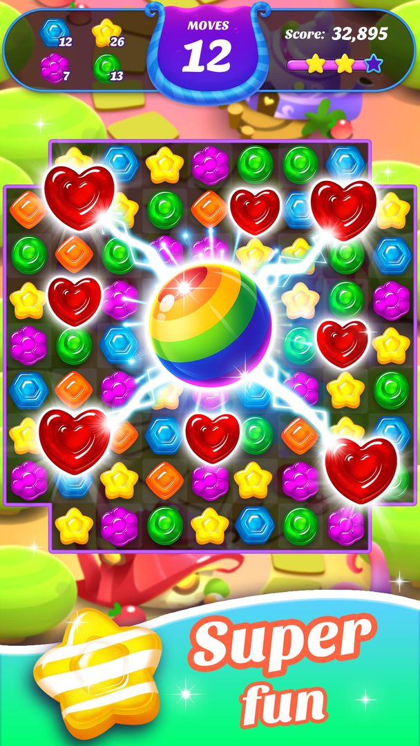 Gummy Candy Blast-Fun Match 3 ภาพหน้าจอเกม