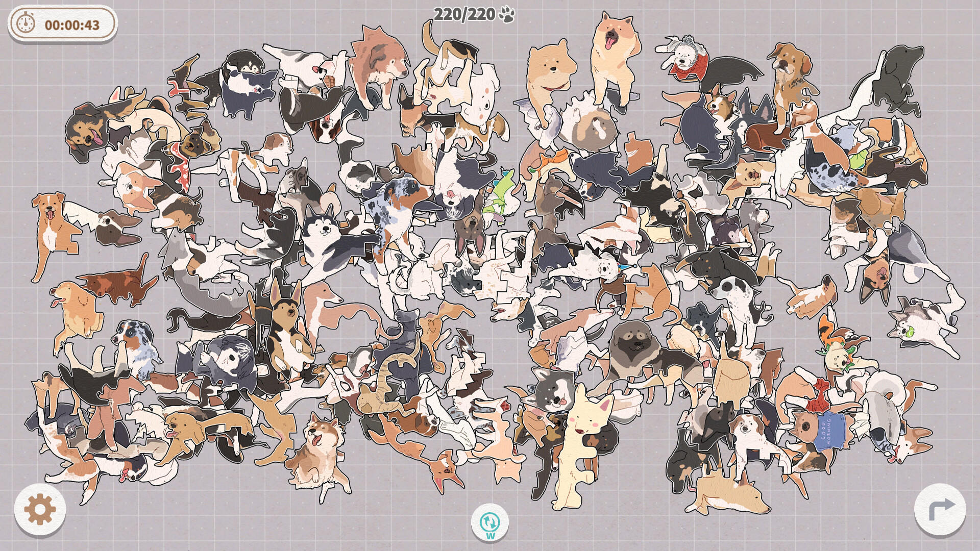 Screenshot of Dogs Huddled Together 挤在一起的狗狗们