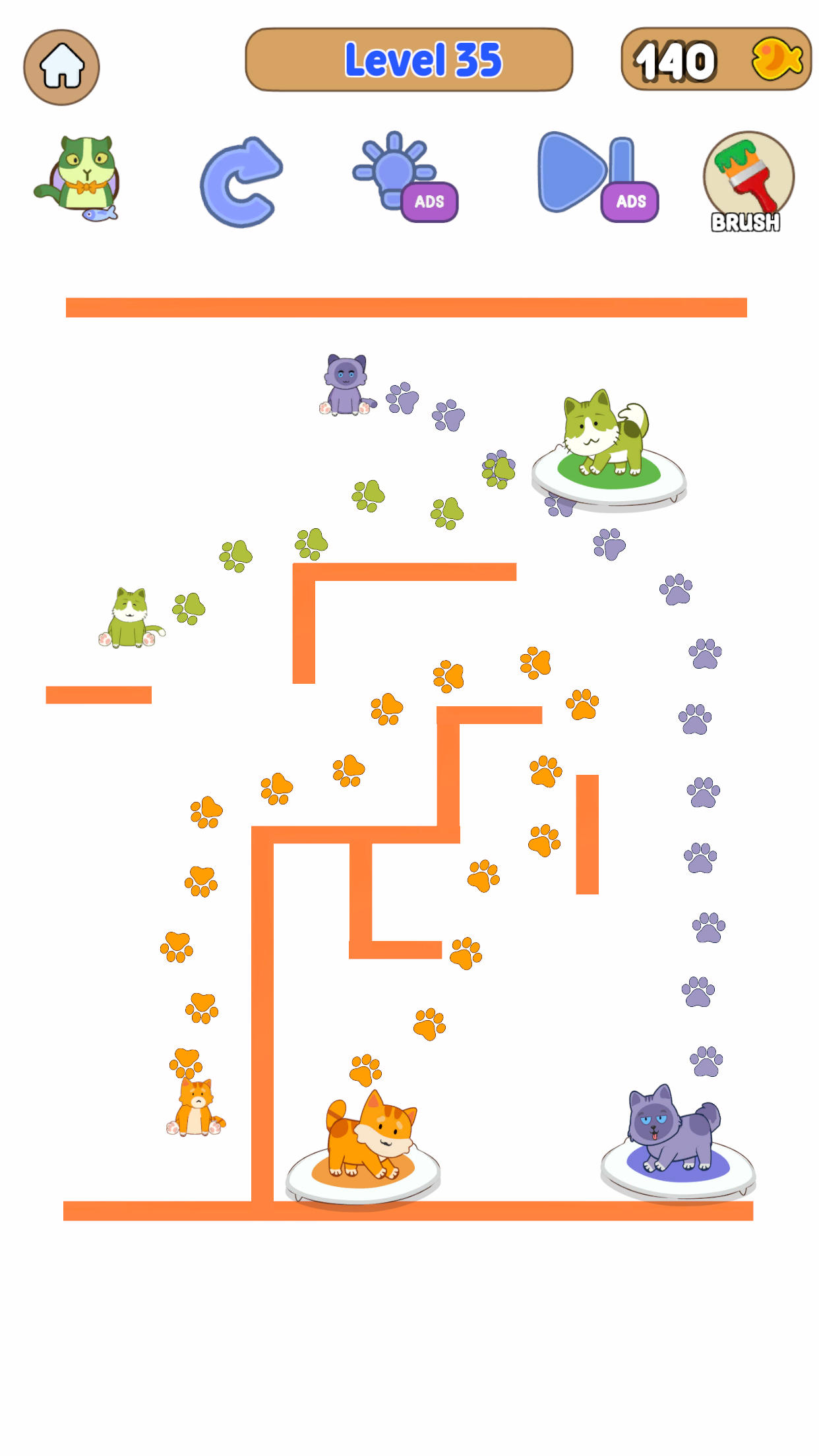 Cat Rush Puzzle - Draw to Save Game Screenshot