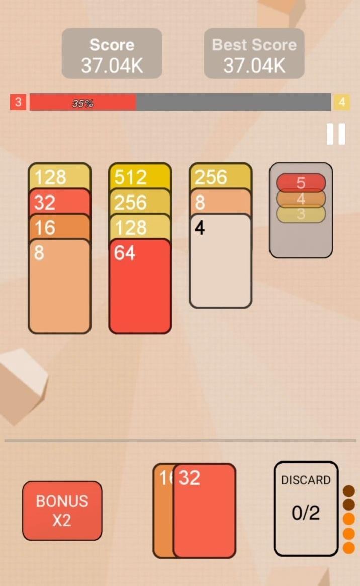 2048 Solitaire Game Screenshot
