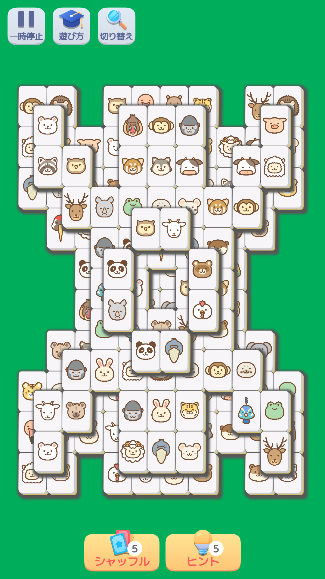 どうぶつ麻雀ソリティア: 記憶力,脳トレ Game Screenshot