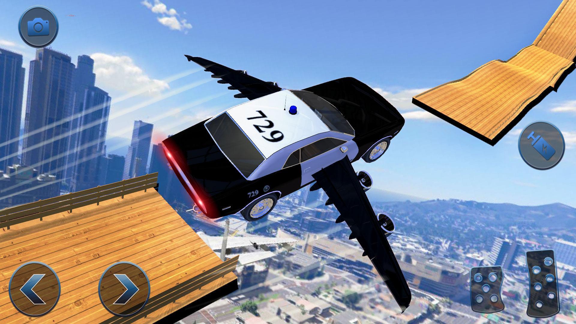 US Police Flying Car Mega Ramp Stunt Racing Games Game Screenshot
