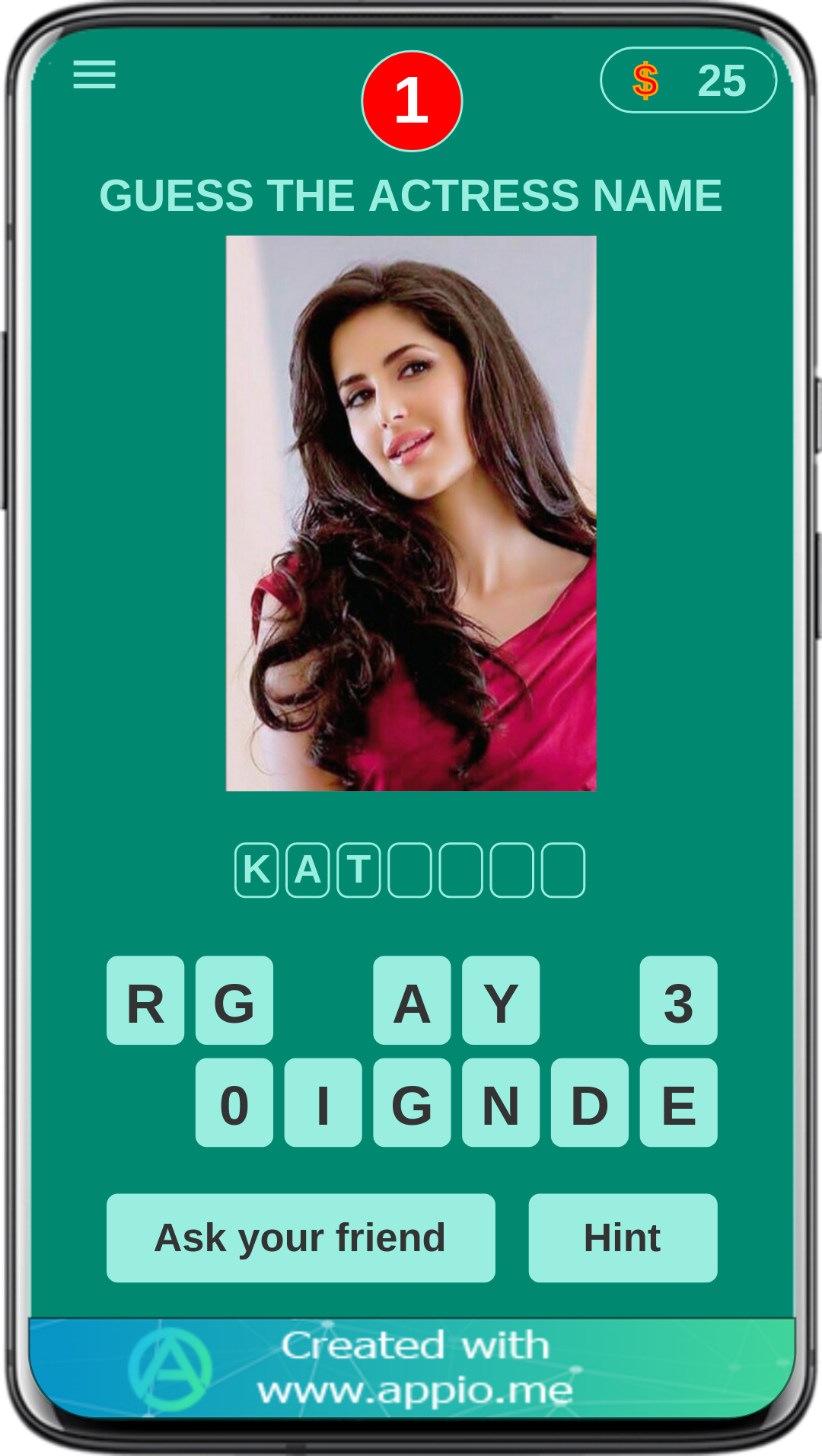 Bollywood Actresses Name Guess Game Screenshot