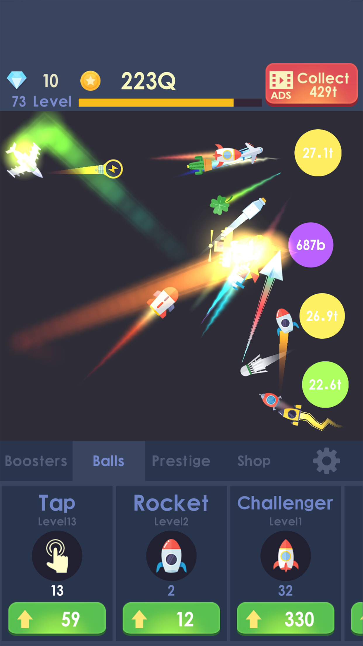 Screenshot 1 of Idle Rocket - လေယာဉ်ဆင့်ကဲဖြစ်စဉ်နှင့် အာကာသတိုက်ပွဲ 1.1.12
