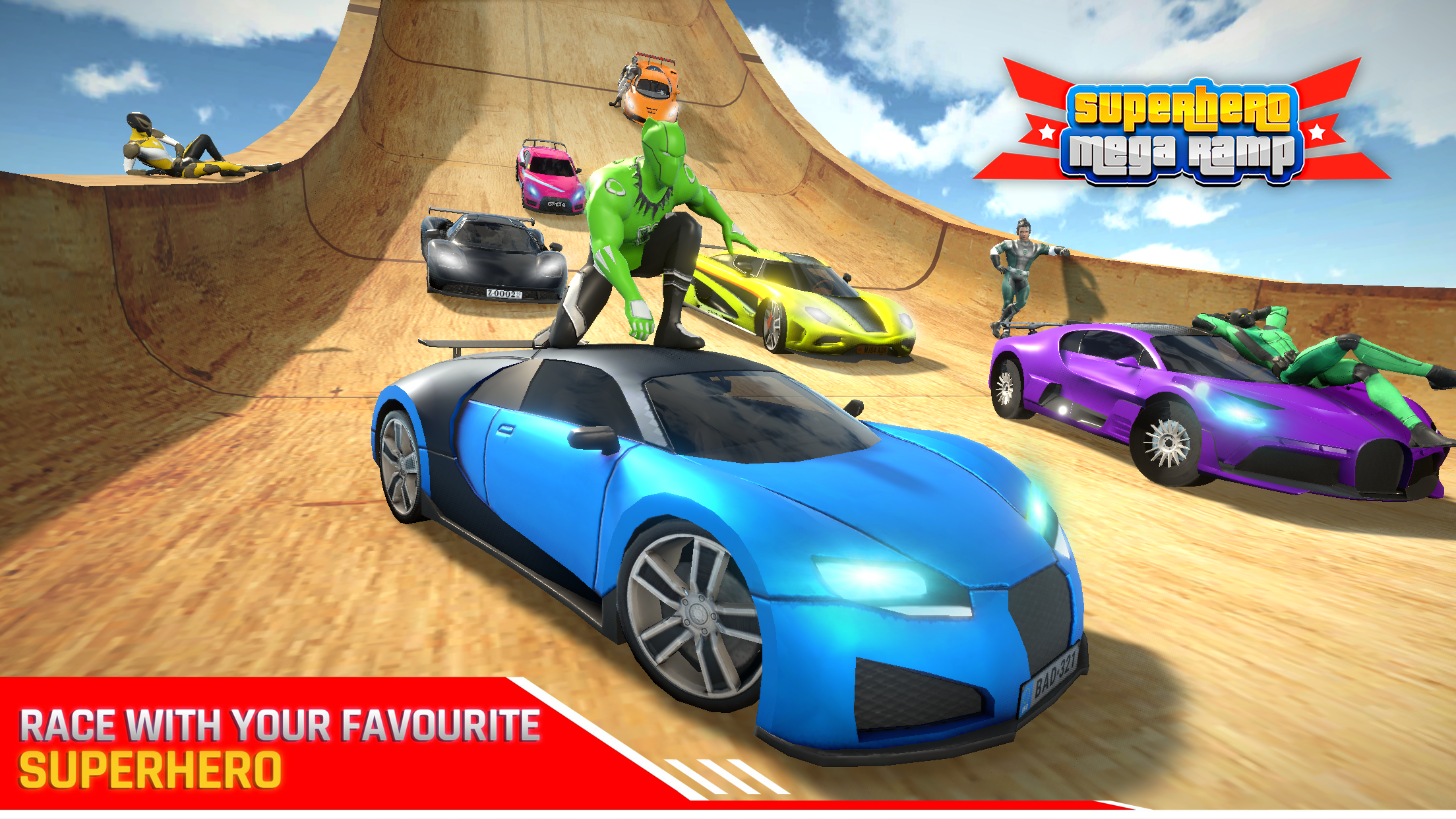 Superhero Car Racing Master 3D Game Screenshot