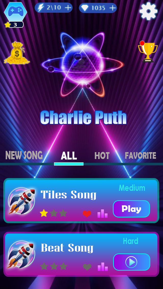 Charlie Puth Tiles Hop Game Screenshot