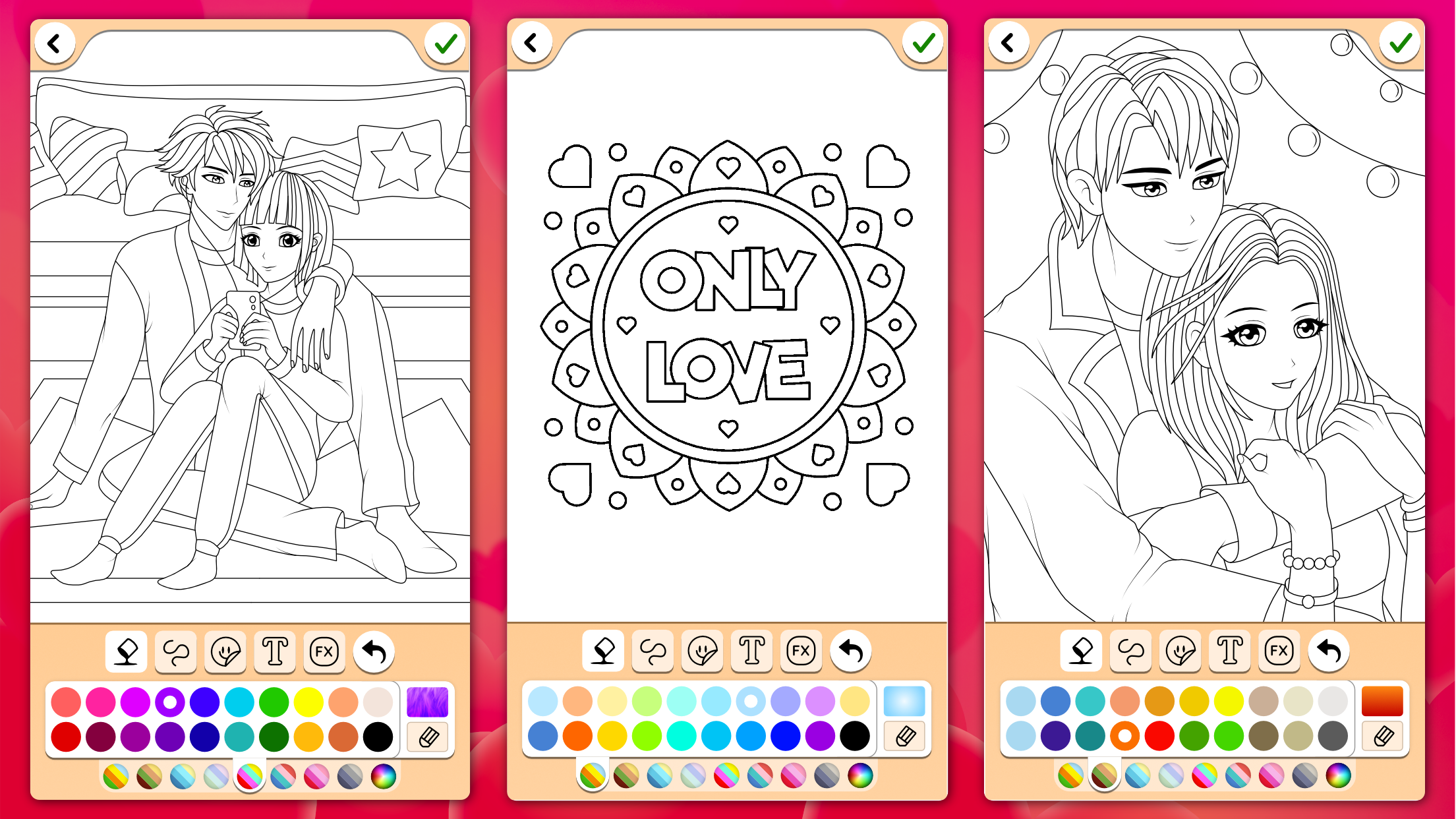 Valentines love coloring book Game Screenshot