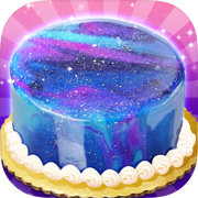Galaxy Mirror Glaze Cake - Pembuat Makanan Penutup Manis