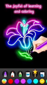 Learn To Draw Glow Flower Game Screenshot