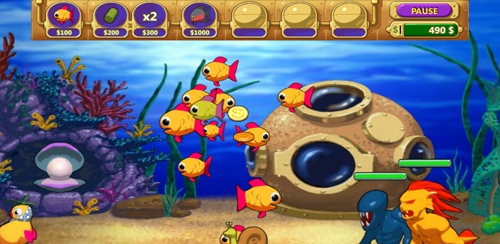 Banner of Insane Aquarium Deluxe - Feed Fishes! Fight Alien! 
