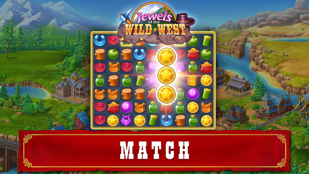 Screenshot of Jewels of the Wild West・Match3