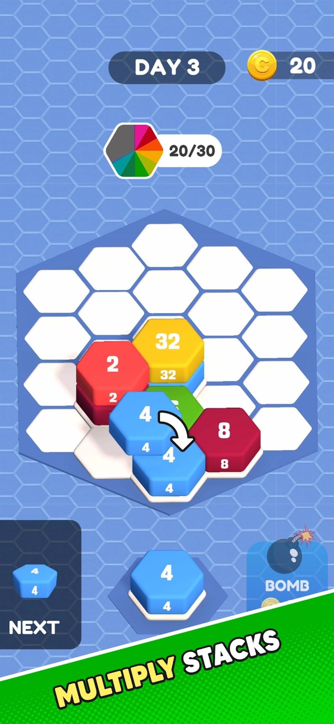 Hexa Sort: 2048 Challenge Game Screenshot