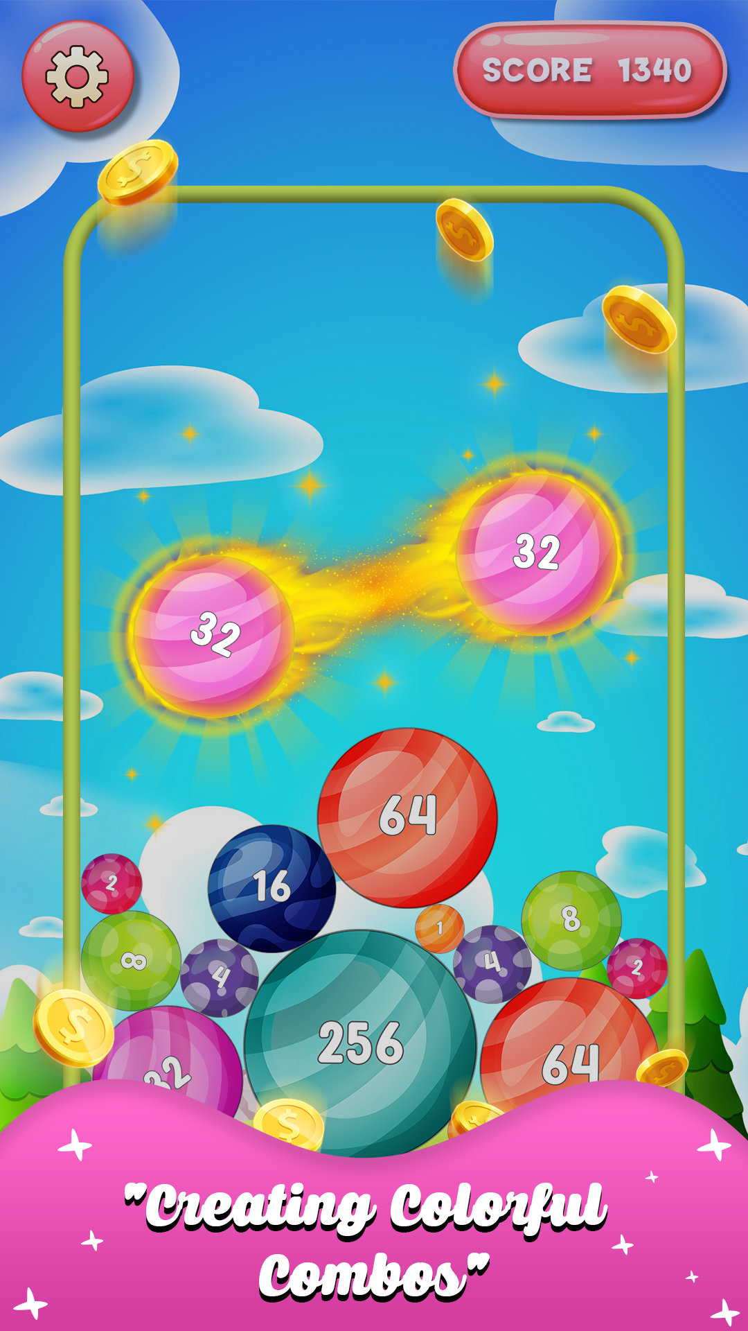 Rainbow Balls Merge Game Game Screenshot