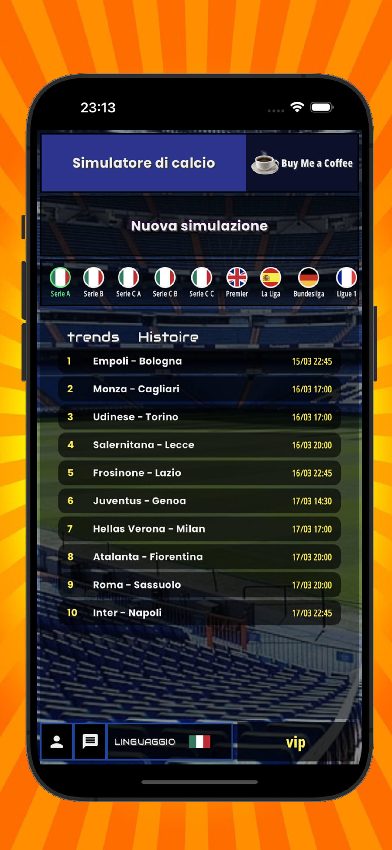 Screenshot 1 of Simulatore di calcio 1.0.76