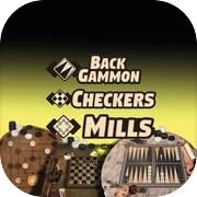 Koleksi Permainan 3dalam 1: Backgammon + Checkers + Mills