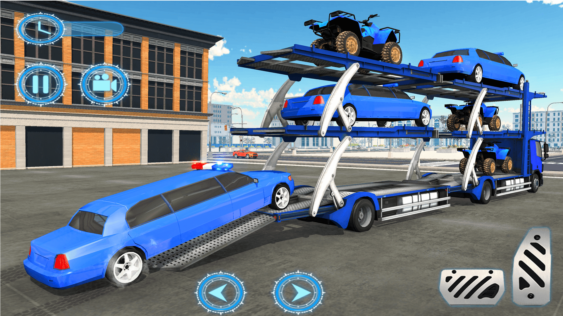 US Police limousine Car Quad Bike Transporter Game Game Screenshot