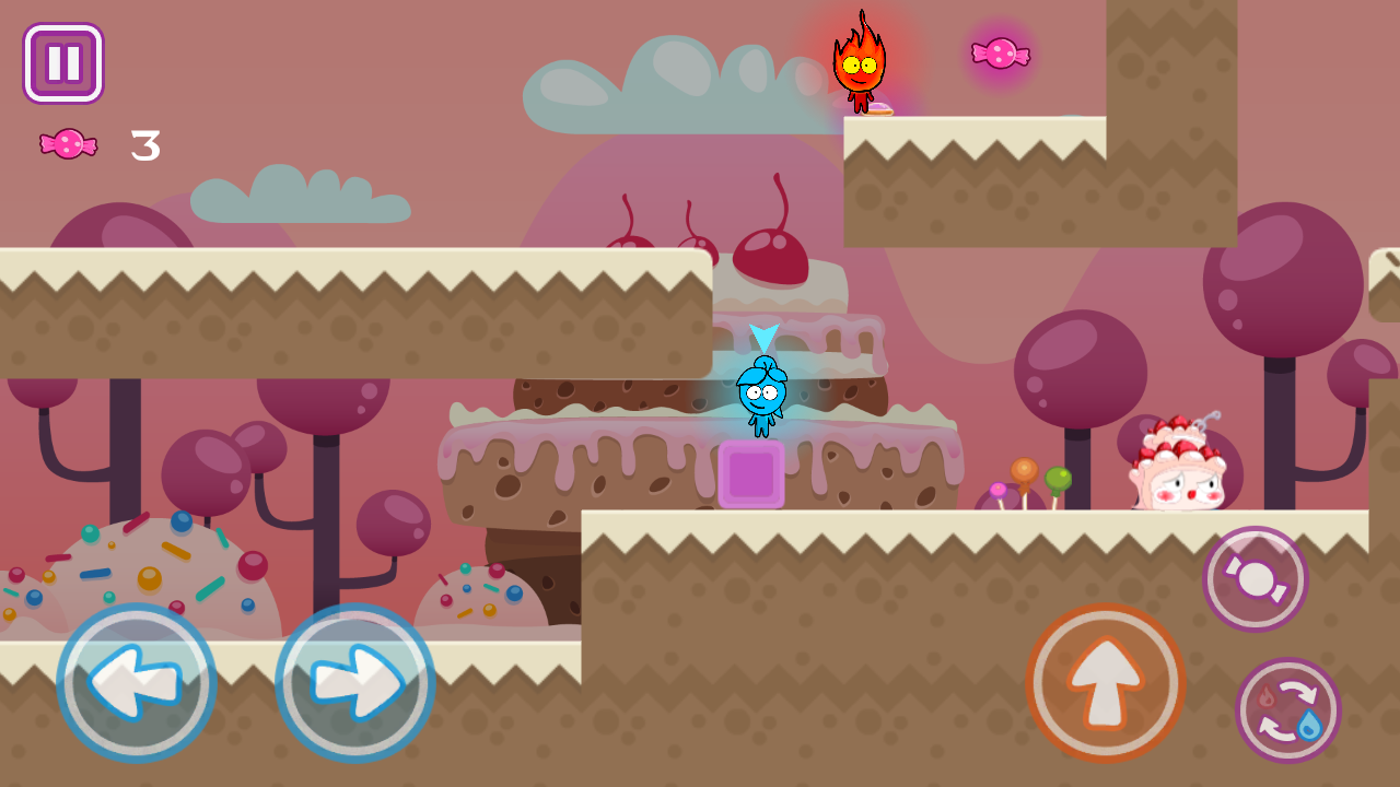 Red boy and Blue girl - Candy World Adventure Game Screenshot