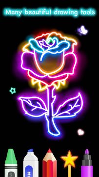Learn To Draw Glow Flower Game Screenshot