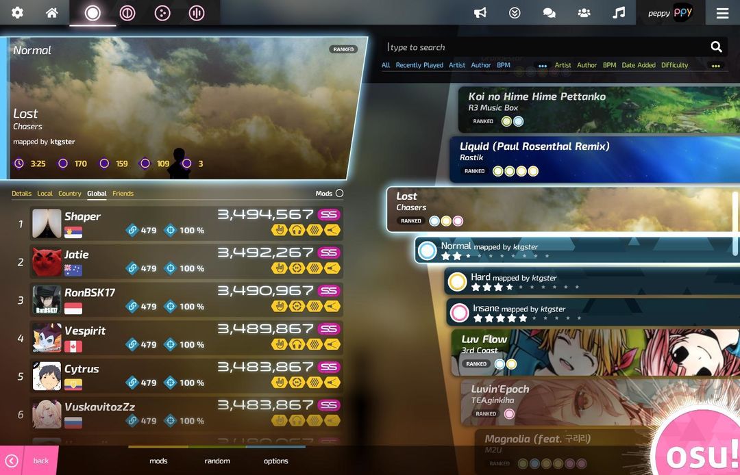 osu! ภาพหน้าจอเกม