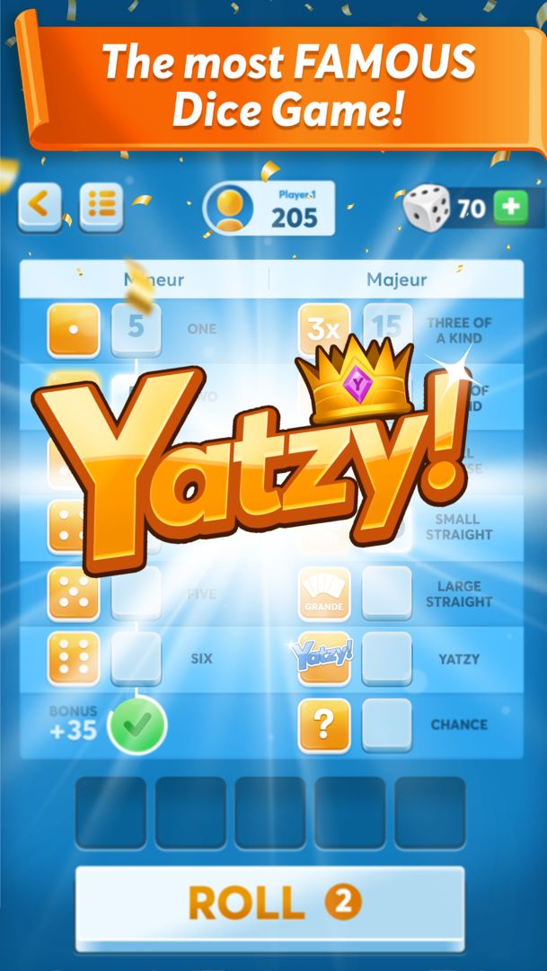 Yatzy 게임 스크린 샷
