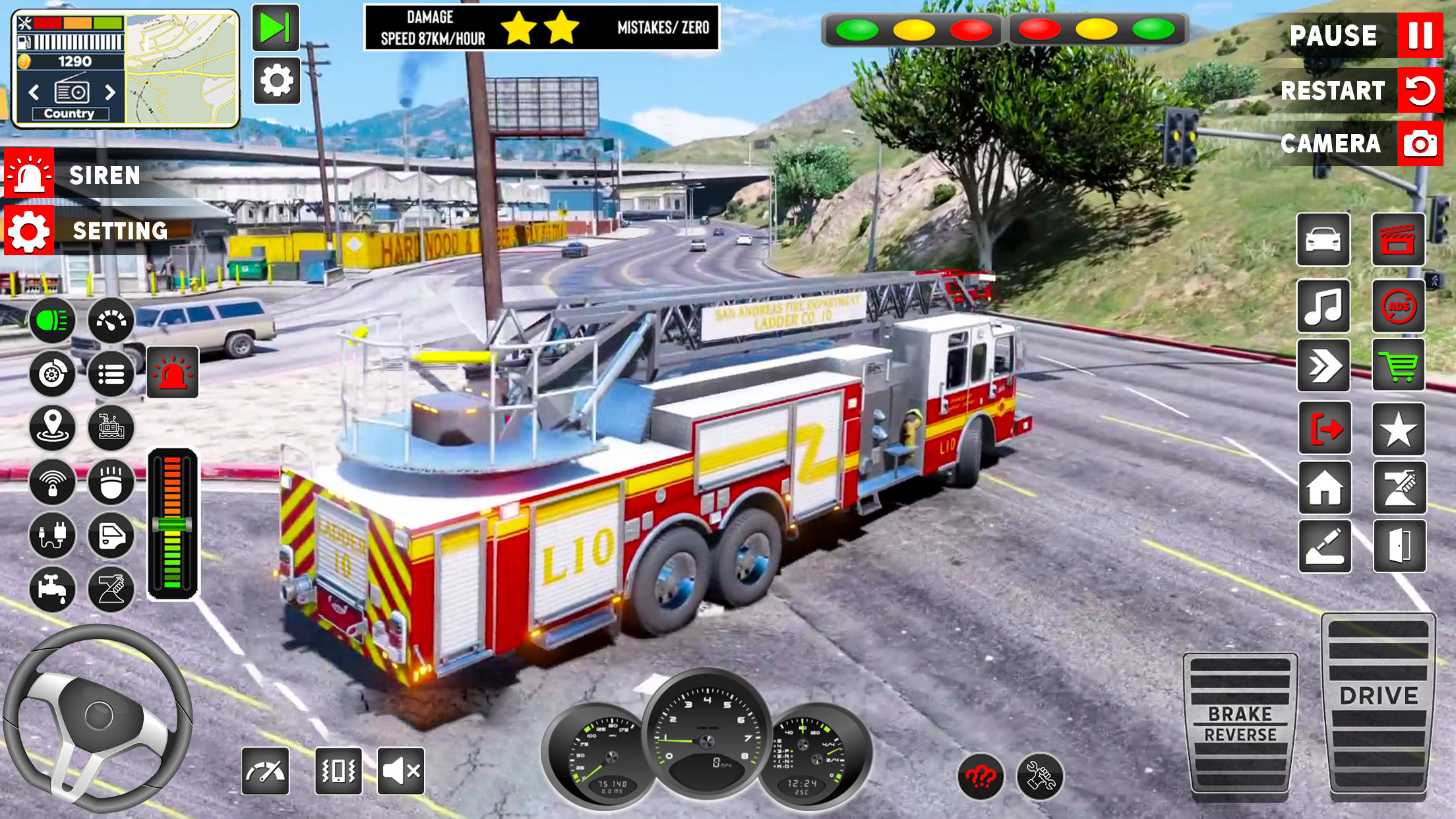 Captura de Tela do Jogo US Emergency Fire Truck Games