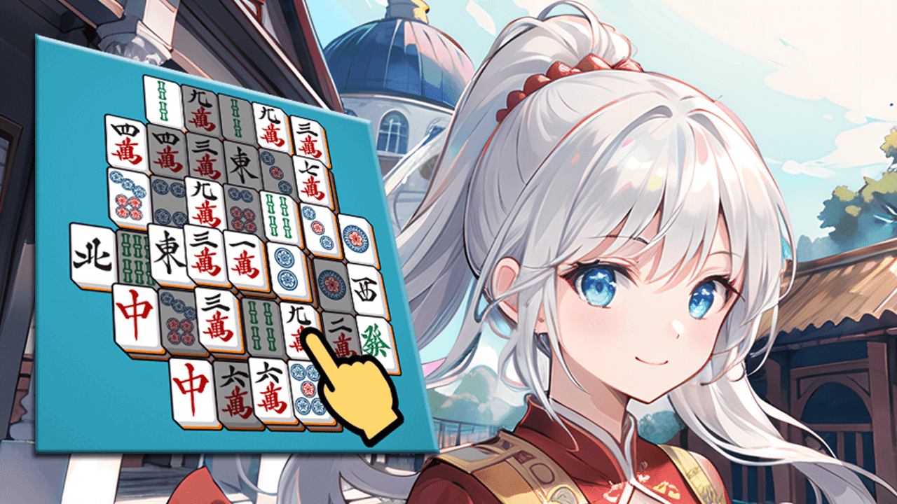 Sexy Waifu Mahjong Solitaire Game Screenshot