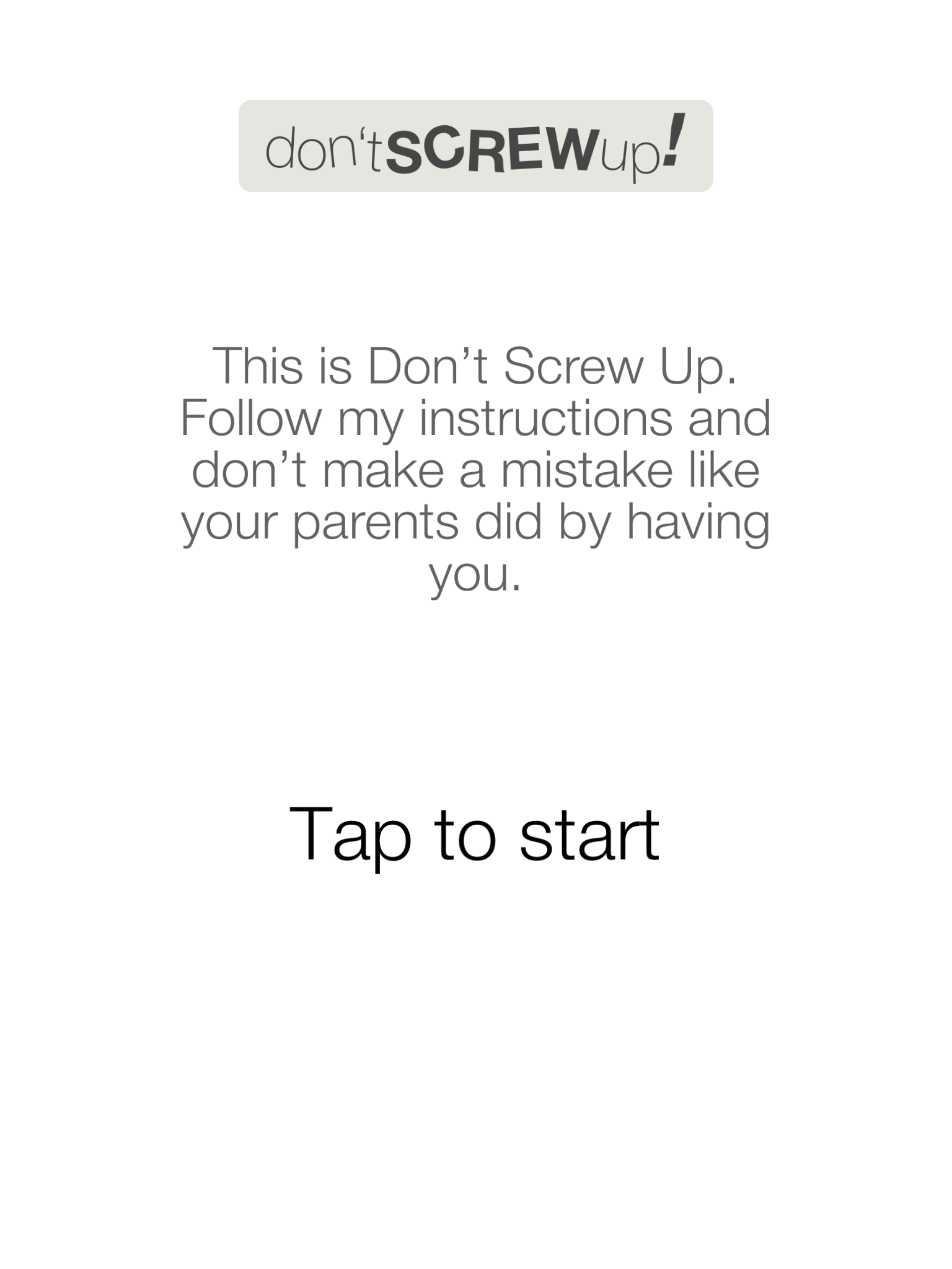 Don't Screw Up! Game Screenshot