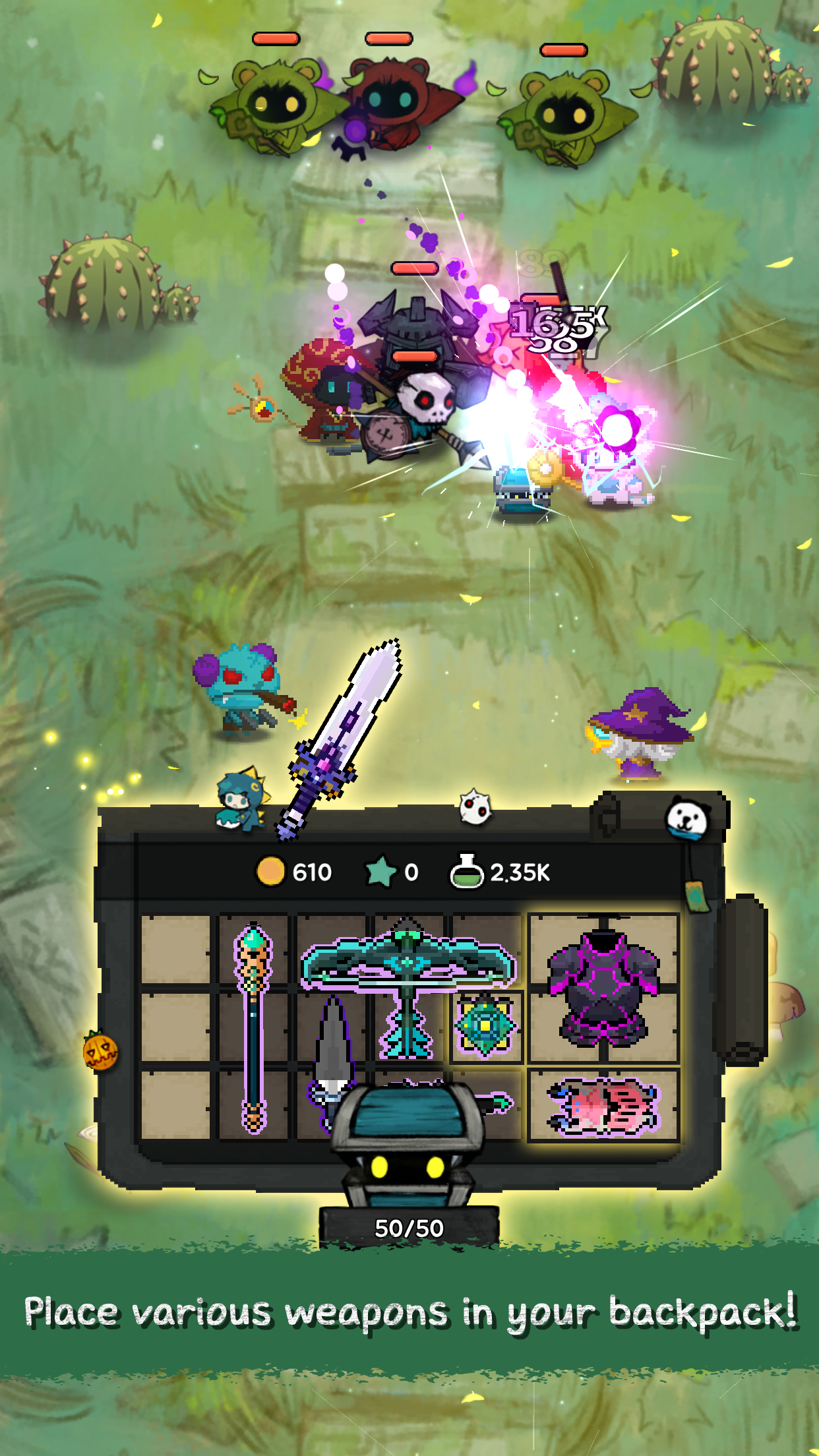 Cuplikan Layar Game Pompo: Backpack Heroes