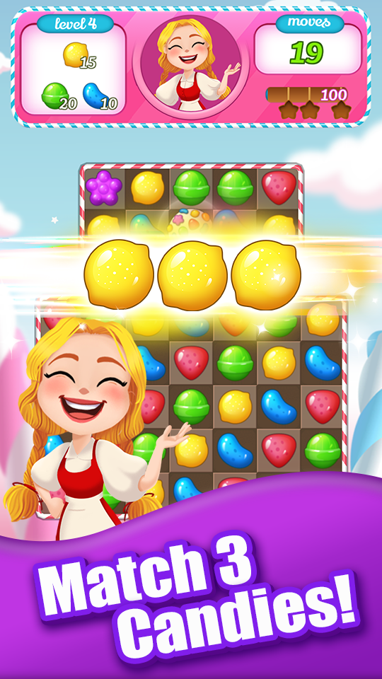 Screenshot of New Tasty Candy Bomb – Match 3 Puzzle game