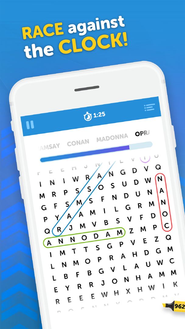 Screenshot of UpWord Search - Scrolling Word Search Puzzle Game
