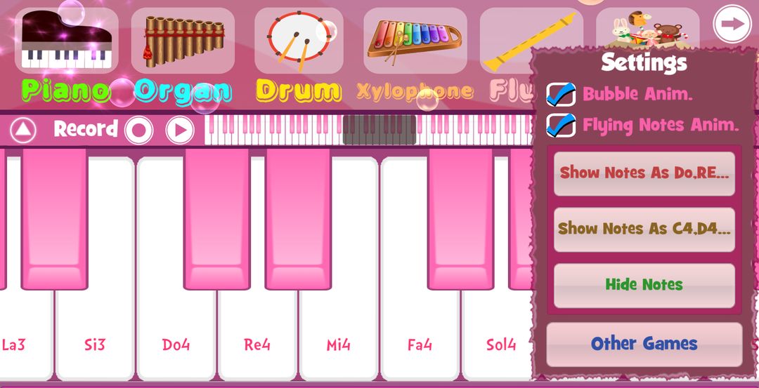 Screenshot of Pink Piano