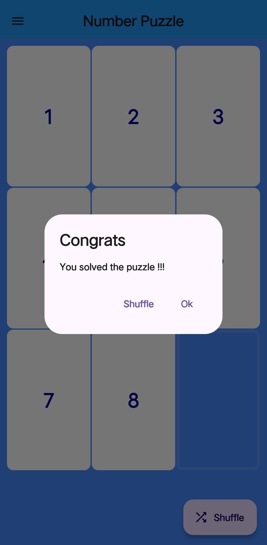 Number Puzzle 3X3 Game Screenshot