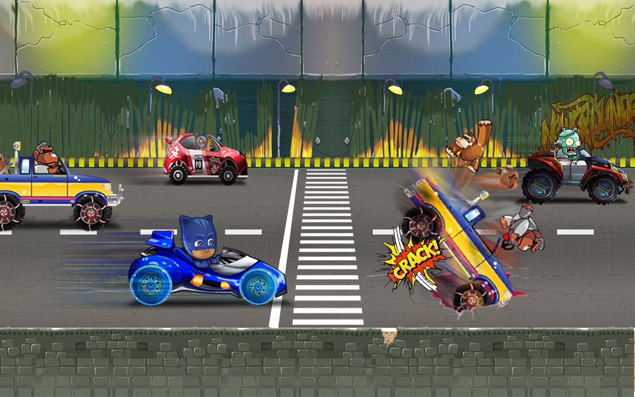 Road  Kids Mask Battle Zombies Game Screenshot