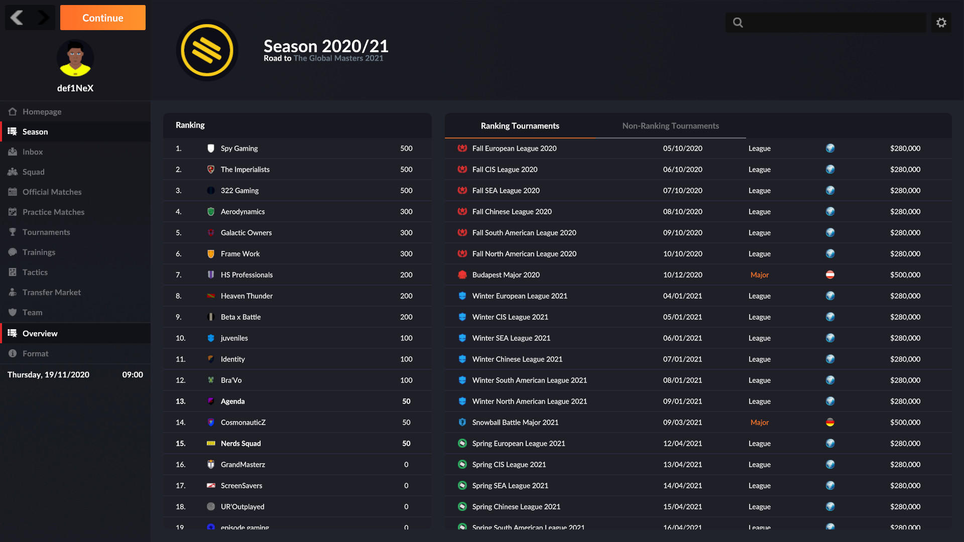 Screenshot of eSports Manager
