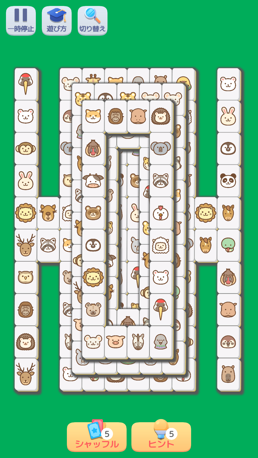 どうぶつ麻雀ソリティア: 記憶力,脳トレ Game Screenshot