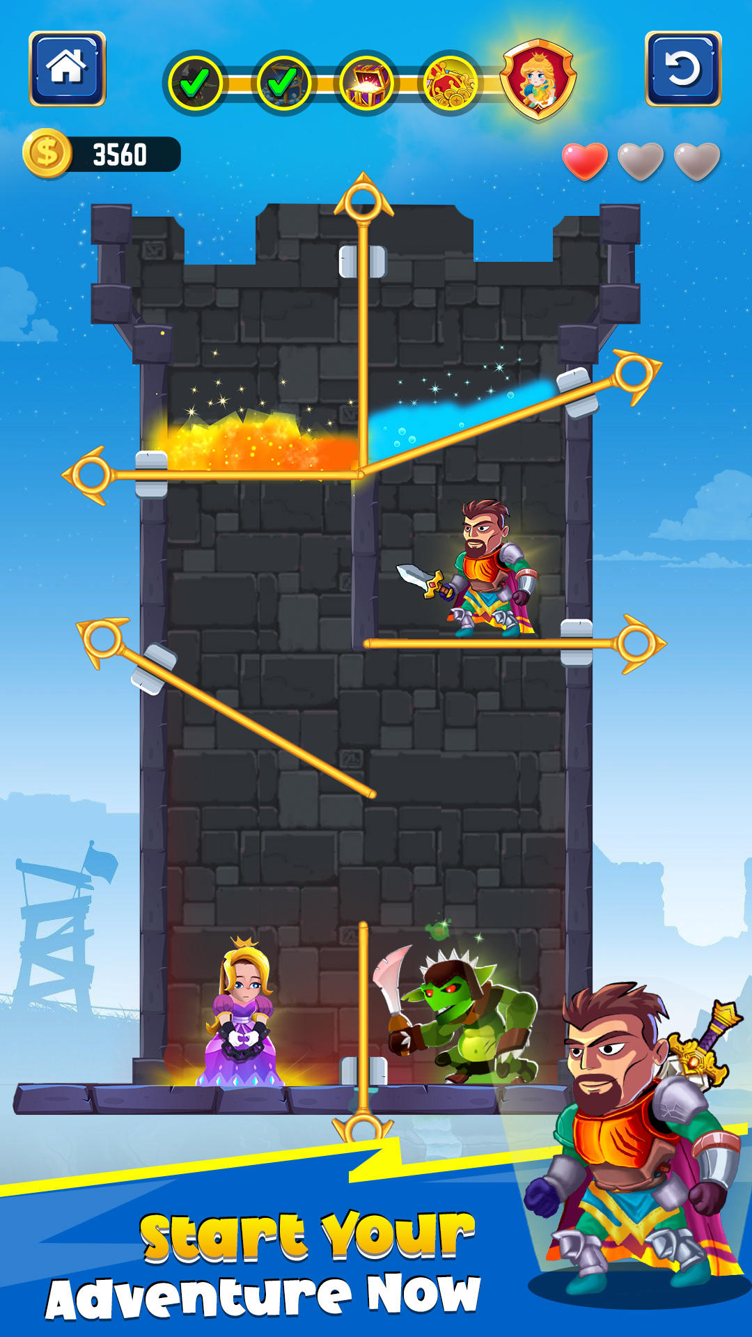 Hero Rescue : Pin Puzzle ภาพหน้าจอเกม