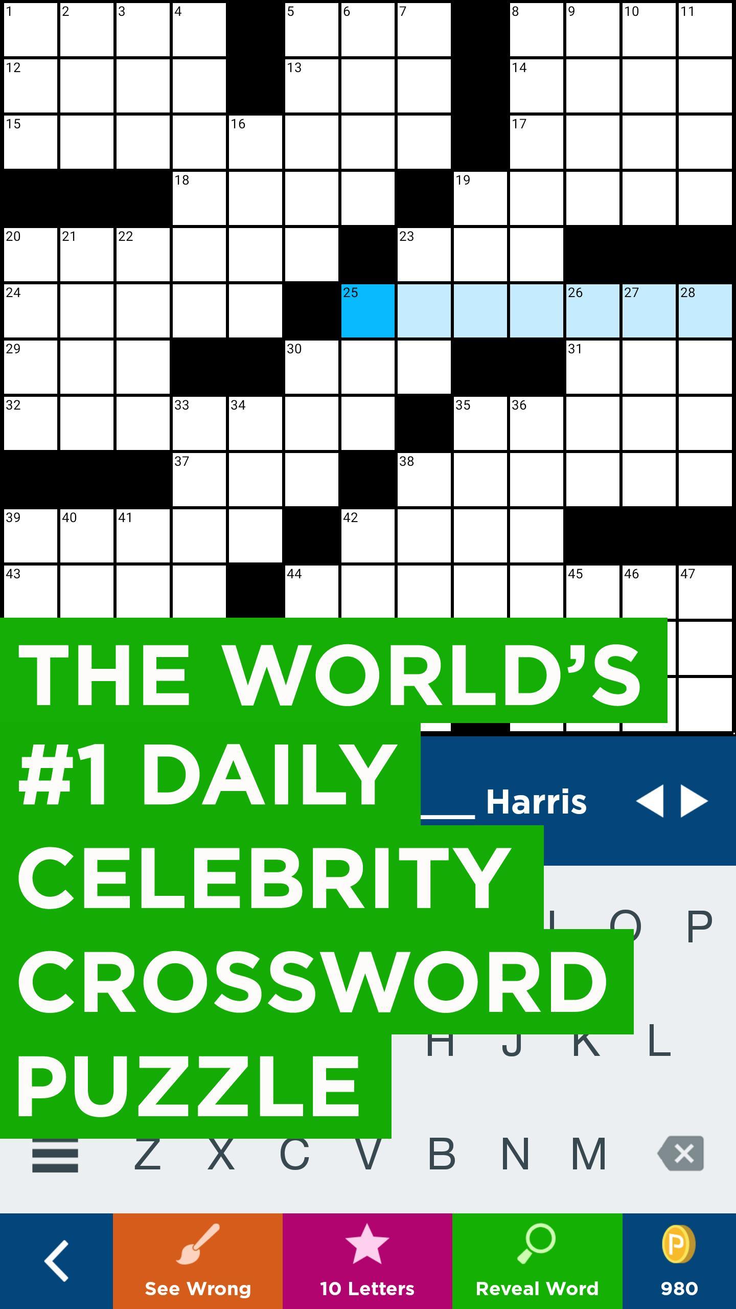 Скриншот игры Daily Celebrity Crossword