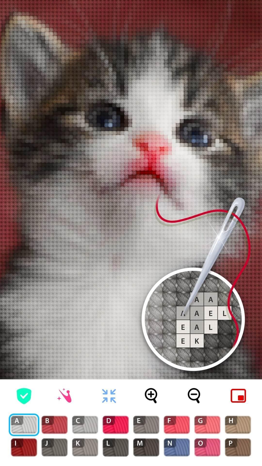 Screenshot of Color by Letter: Sewing game