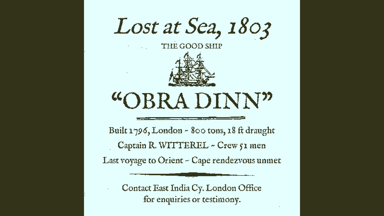 Screenshot of Return of the Obra Dinn